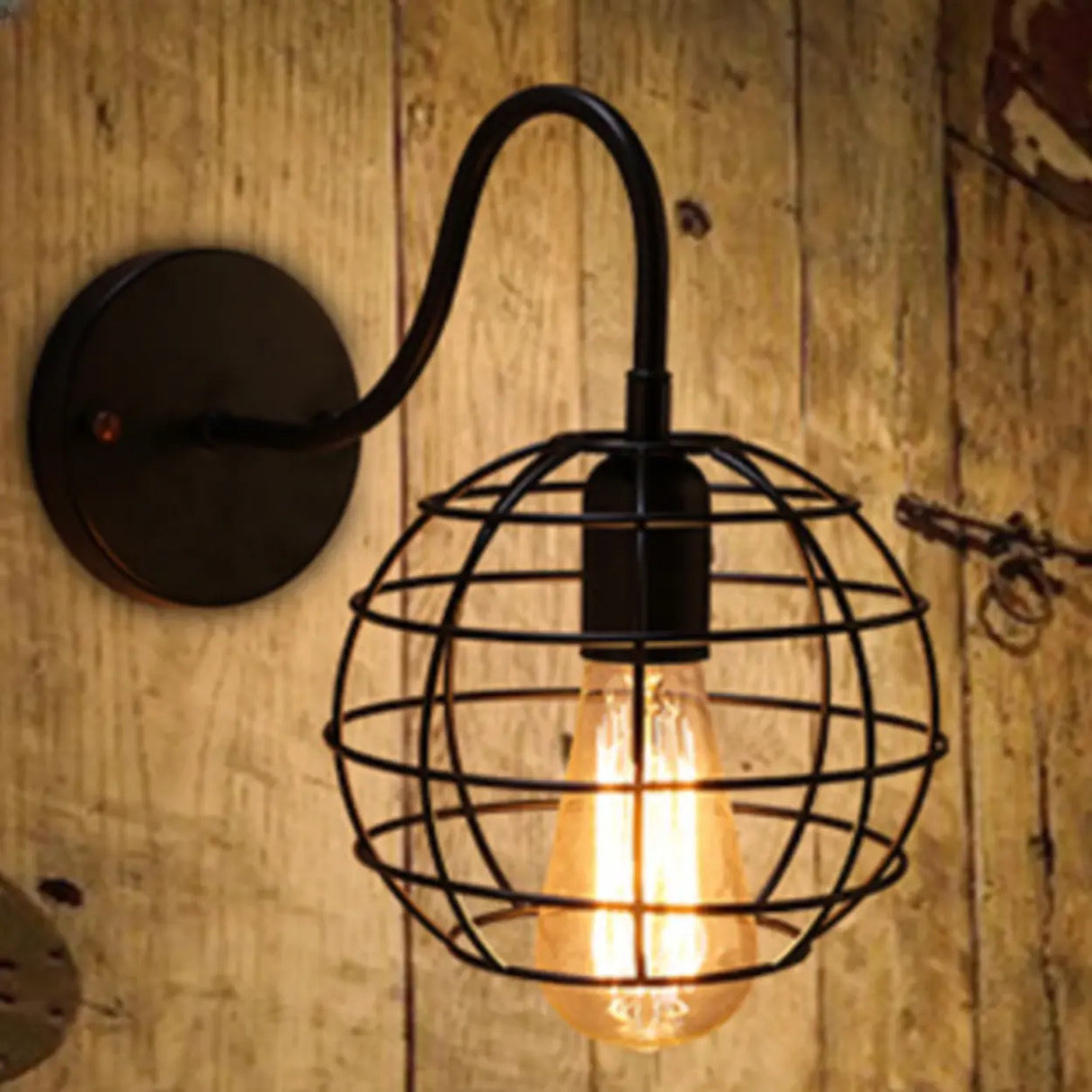 Industrial Cone Iron LED External Black Wall Sconce Image - 3