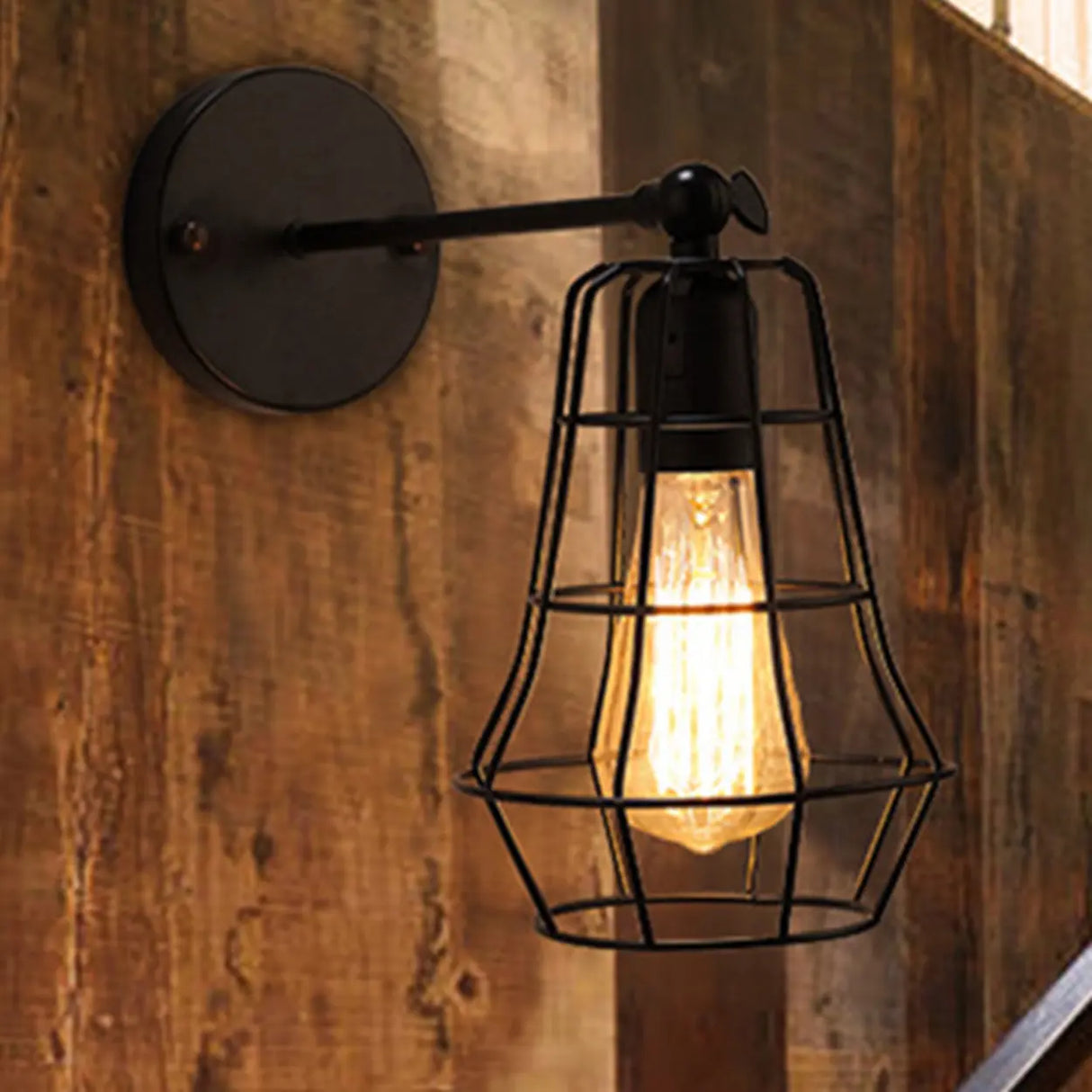 Industrial Cone Iron LED External Black Wall Sconce Image - 4