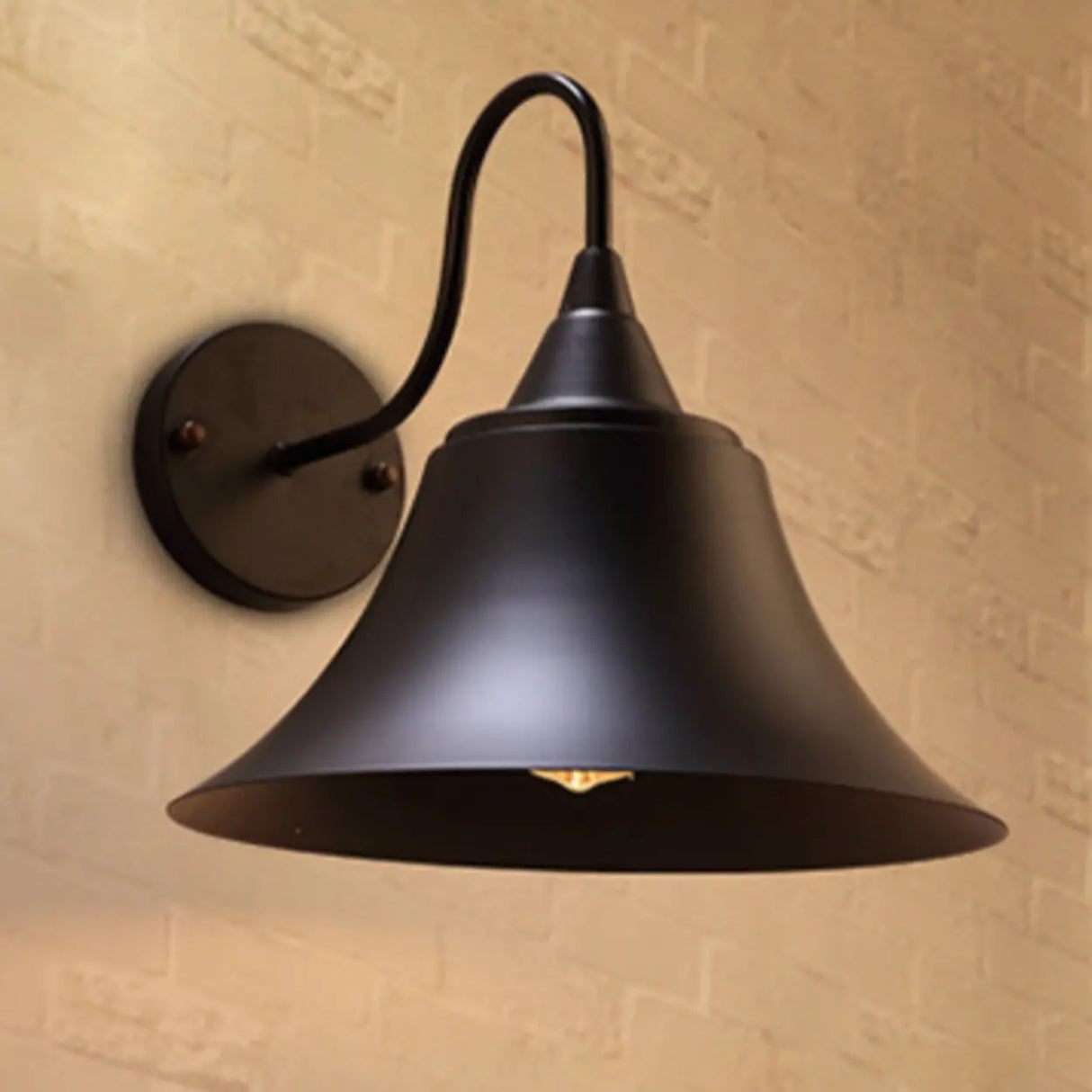 Industrial Cone Iron LED External Black Wall Sconce Image - 5