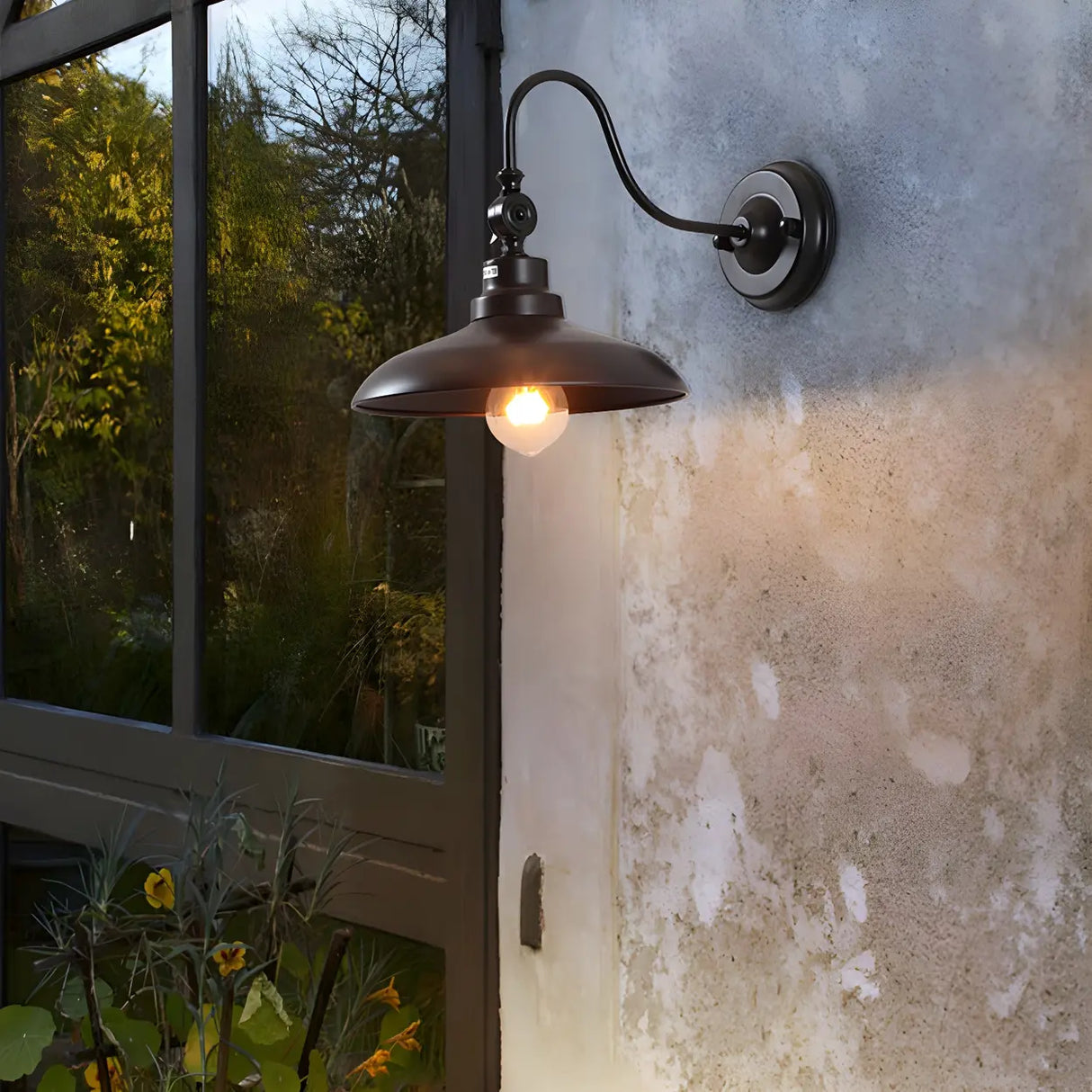 Industrial Cone Iron Outdoor Black Mini Wall Sconce Image - 3