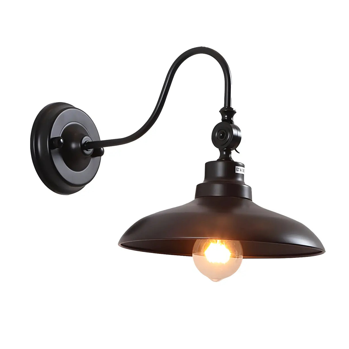 Industrial Cone Iron Outdoor Black Mini Wall Sconce Image - 5