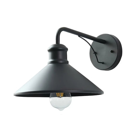 Industrial Cone Metal Black Mini Exterior Wall Light Image - 2