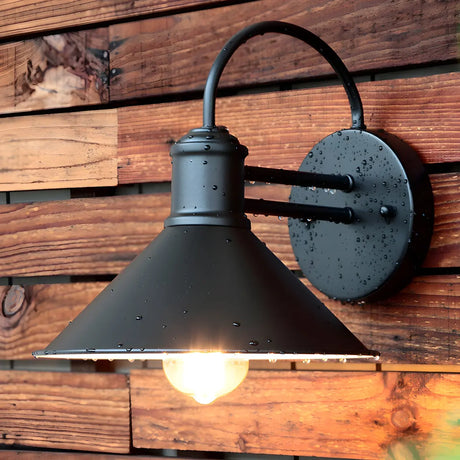 Industrial Cone Metal Outdoor Black Mini Wall Light Image - 2