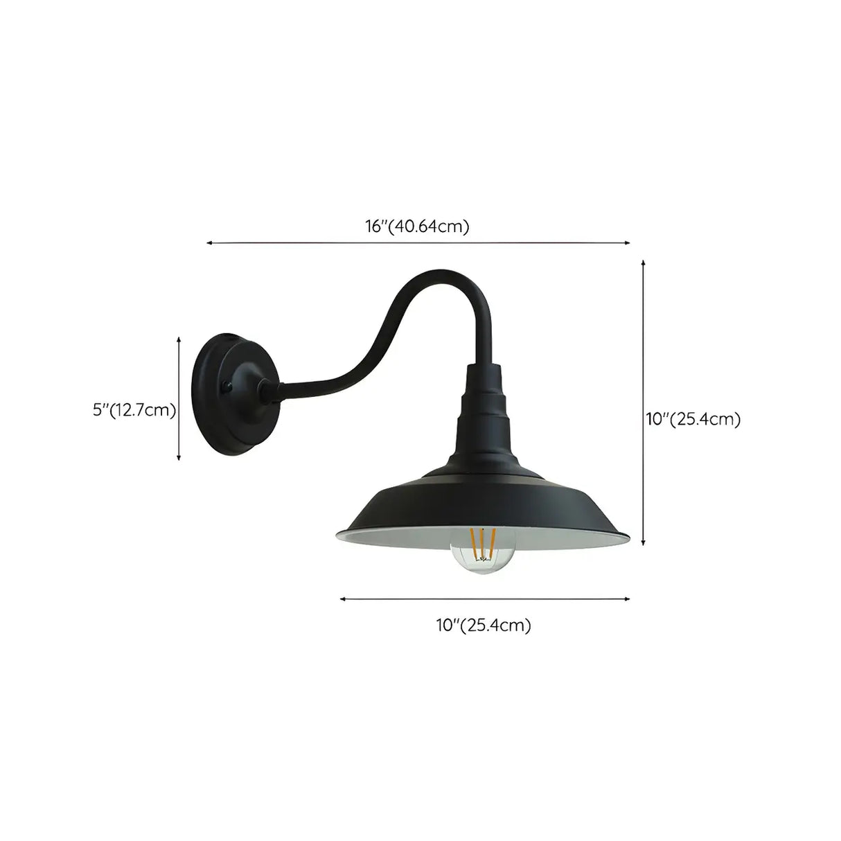 Industrial Cone Mini Iron Black Outdoor Wall Lamp 