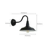 Industrial Cone Mini Iron Black Outdoor Wall Lamp #size