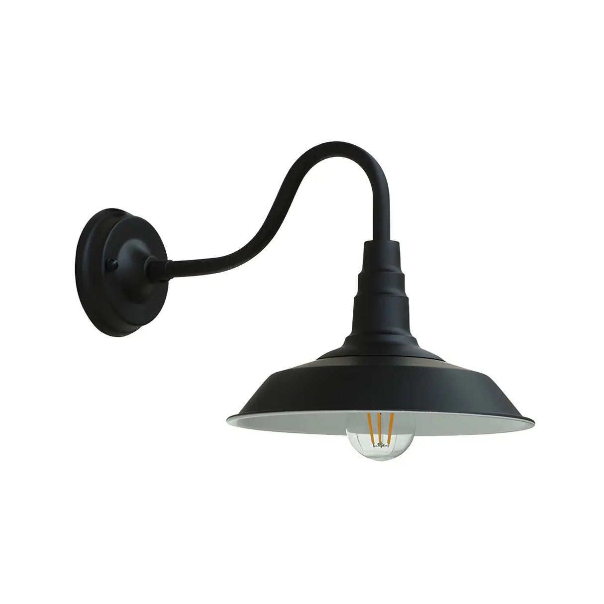 Industrial Cone Mini Iron Black Outdoor Wall Lamp Image - 5