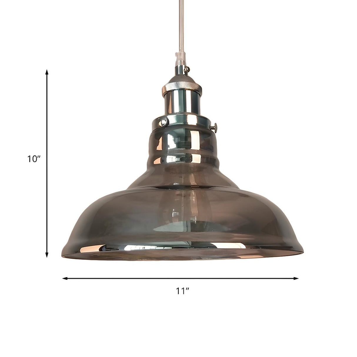 Industrial Cone Smoke Glass Living Room Pendant Light Image - 10