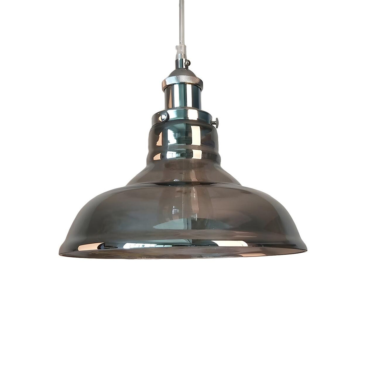 Industrial Cone Smoke Glass Living Room Pendant Light Image - 3