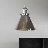 Industrial Cone Smoke Glass Living Room Pendant Light Image - 8