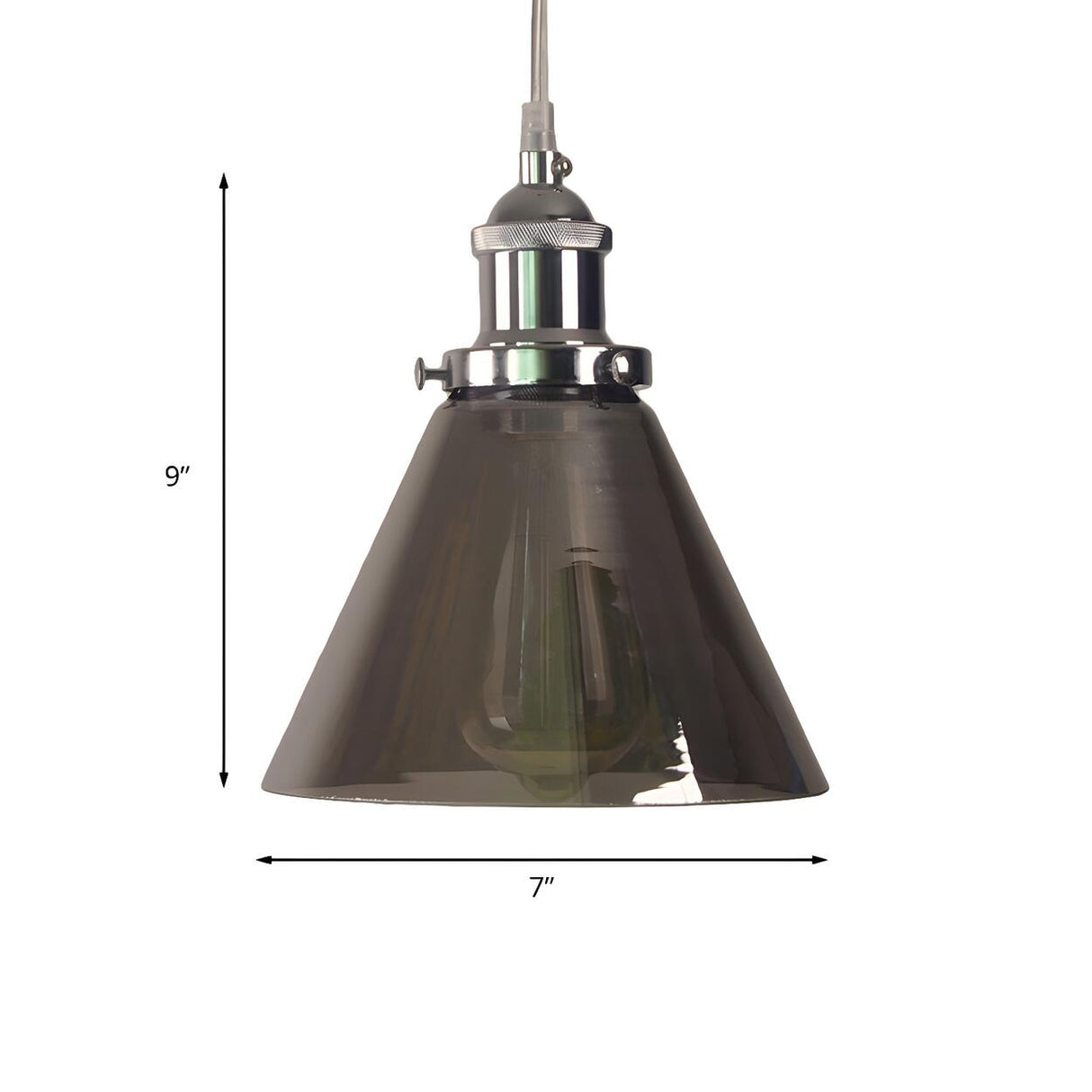 Industrial Cone Smoke Glass Living Room Pendant Light 