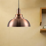 Industrial Copper Bowl Dome Pendant Light Adjustable Cord Image - 3