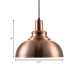 Industrial Copper Bowl Dome Pendant Light Adjustable Cord #size