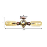 Industrial Copper Capsule Semi-Flush Mount Lamp 3-Light Image - 4