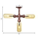 Industrial Copper Capsule Semi-Flush Mount Lamp 3-Light Image - 8