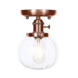 Industrial Copper Globe Glass Semi-Flush Mount Light Image - 2