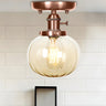 Industrial Copper Globe Glass Semi-Flush Mount Light Image - 3