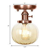 Industrial Copper Globe Glass Semi-Flush Mount Light Image - 5