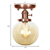 Industrial Copper Globe Glass Semi-Flush Mount Light Image - 9