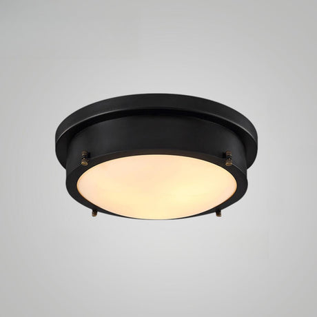 Industrial Cylinder Black Flush Mount Light Hallway Image - 2