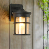 Industrial Cylinder Crackle Glass Outdoor Wall Sconce Image - 1