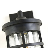 Industrial Cylinder Crackle Glass Outdoor Wall Sconce Image - 4