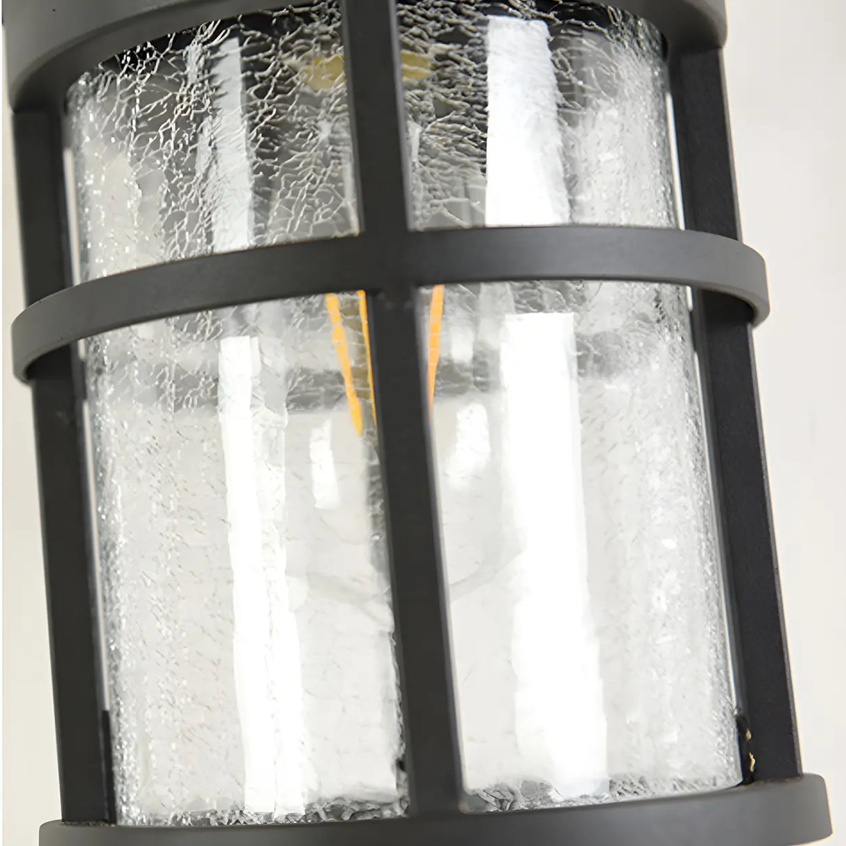 Industrial Cylinder Crackle Glass Outdoor Wall Sconce Image - 5