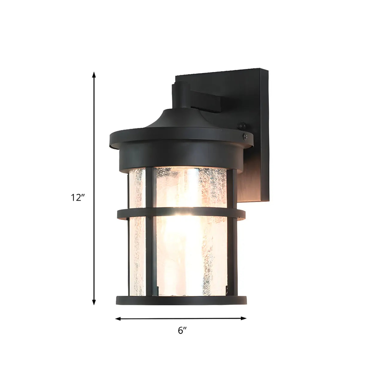 Industrial Cylinder Crackle Glass Outdoor Wall Sconce 