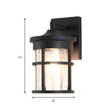 Industrial Cylinder Crackle Glass Outdoor Wall Sconce Image - 8