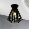 Industrial Diamond Black Cage Flush Mount Ceiling Light Image - 1