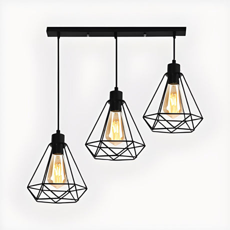 Industrial Diamond Metal Wire Edison Bulbs Pendant Light Image - 1