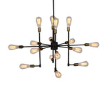 Industrial Dining Room Black Radial Edison Bulb Chandelier Image - 3