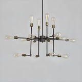 Industrial Dining Room Black Radial Edison Bulb Chandelier Image - 5