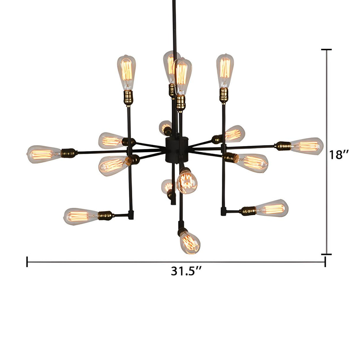 Industrial Dining Room Black Radial Edison Bulb Chandelier 