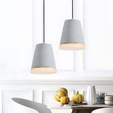 Industrial Dining Room Cement Grey Dome Pendant Light Image - 10