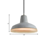 Industrial Dining Room Cement Grey Dome Pendant Light Image - 13