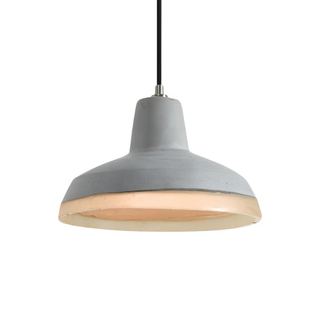 Industrial Dining Room Cement Grey Dome Pendant Light Image - 2