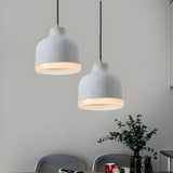 Industrial Dining Room Cement Grey Dome Pendant Light Image - 6