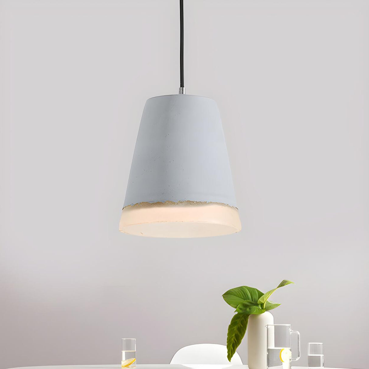 Industrial Dining Room Cement Grey Dome Pendant Light Image - 8