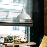 Industrial Dining Room Metal White Dome Pendant Light Image - 1