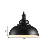 Industrial Dining Room Metal White Dome Pendant Light Image - 14