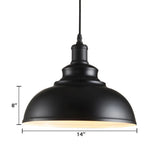 Industrial Dining Room Metal White Dome Pendant Light Image - 15