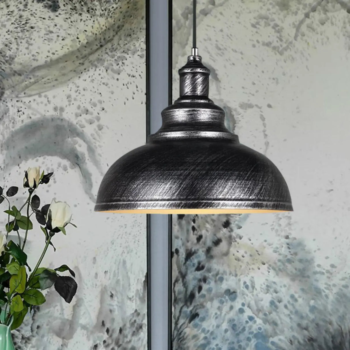 Industrial Dining Room Metal White Dome Pendant Light Image - 23