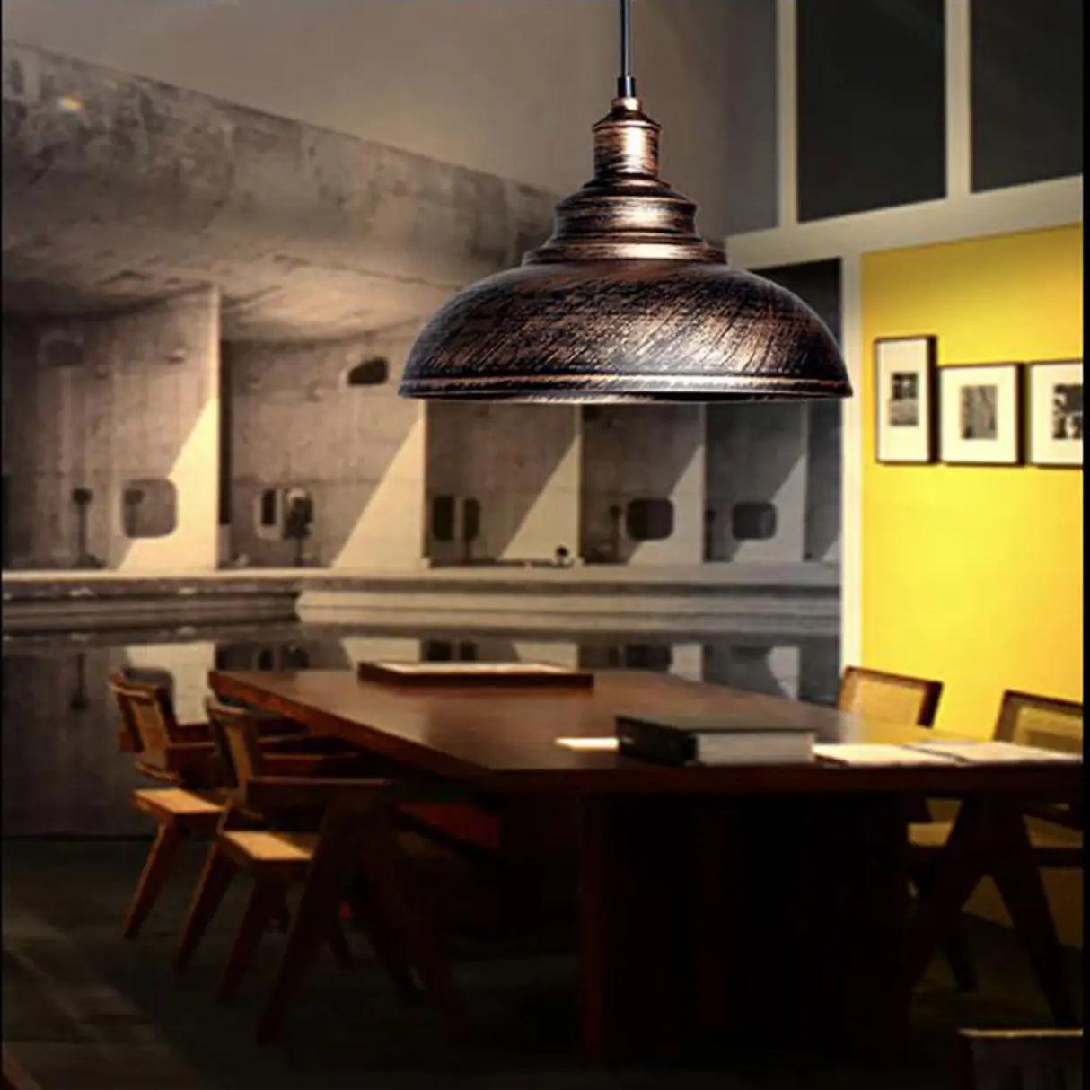 Industrial Dining Room Metal White Dome Pendant Light Image - 28