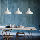 Industrial Dining Room Metal White Dome Pendant Light Image - 3