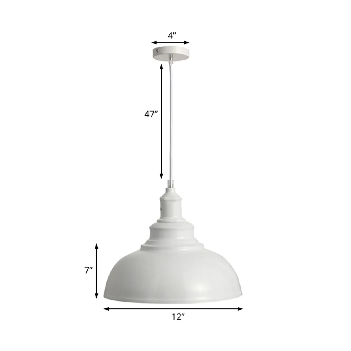 Industrial Dining Room Metal White Dome Pendant Light Image - 5