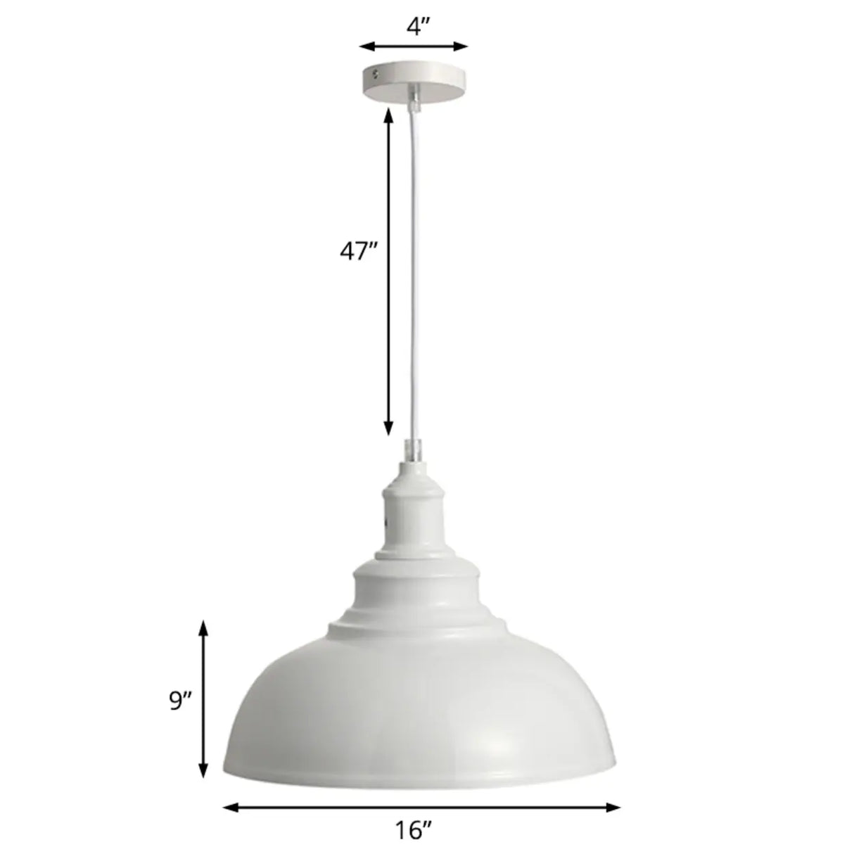 Industrial Dining Room Metal White Dome Pendant Light Image - 7