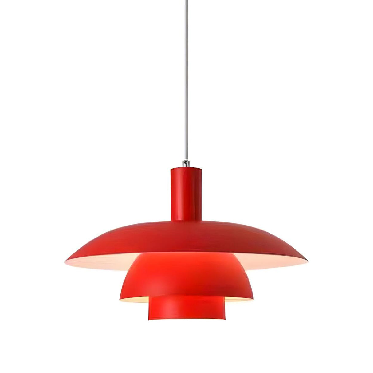 Industrial Dining Room Red Metal Multi-Tier Pendant Light Image - 1