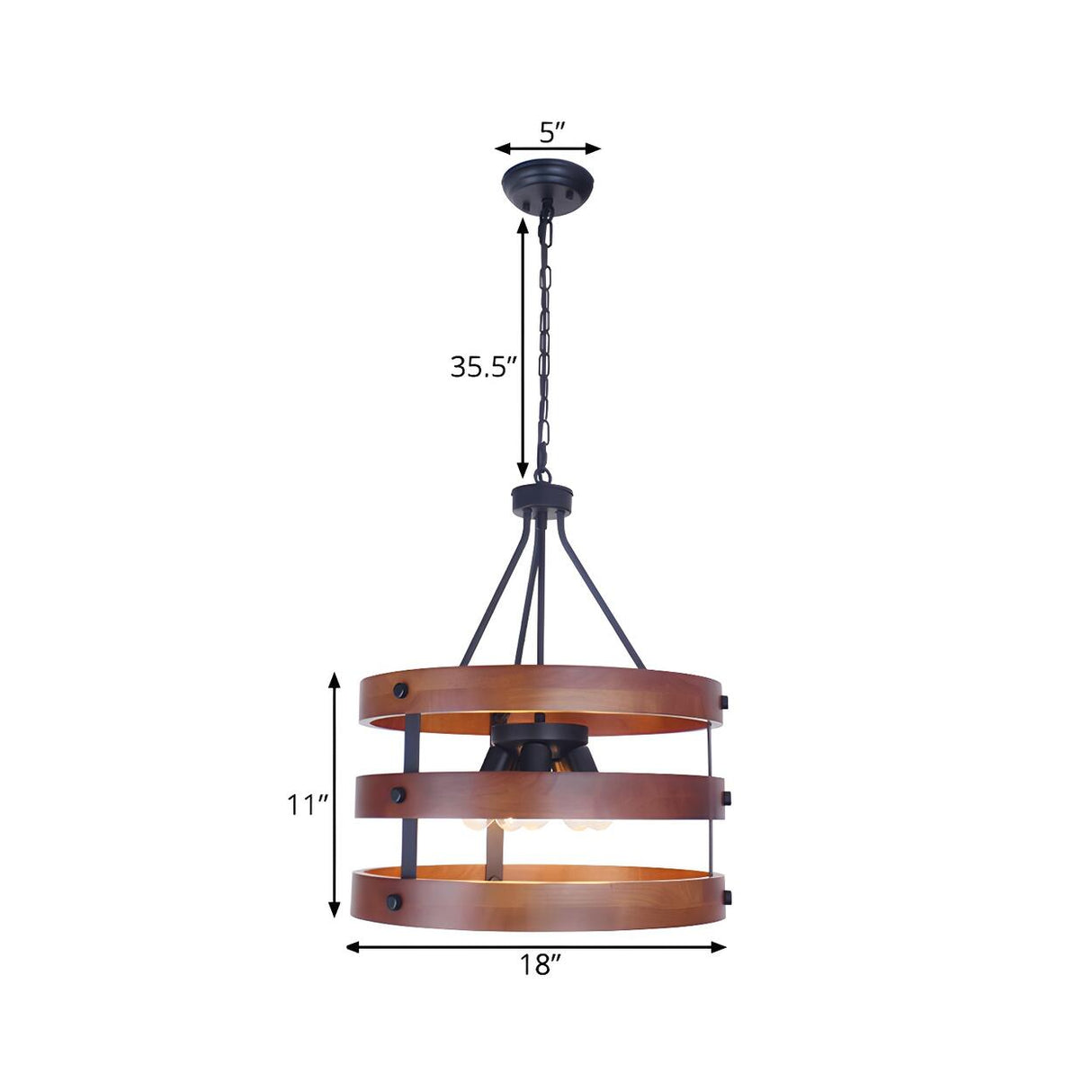 Industrial Dining Room Wooden 3 Layers Ring Chandelier 