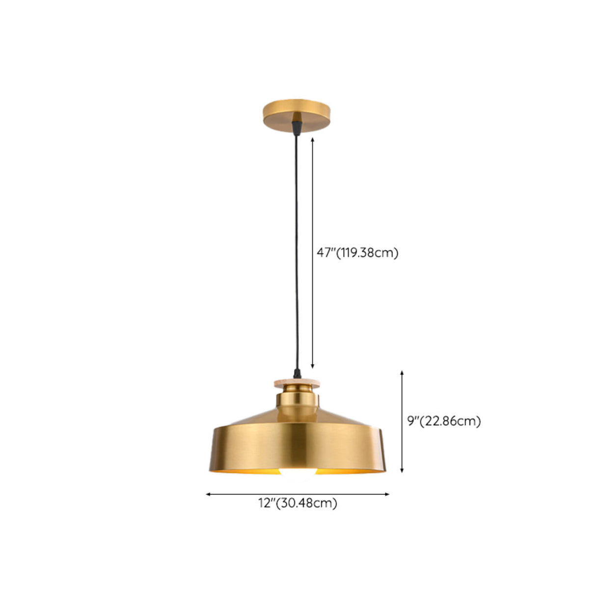 Industrial Dome Golden Pendant Light Flexible Length Image - 17