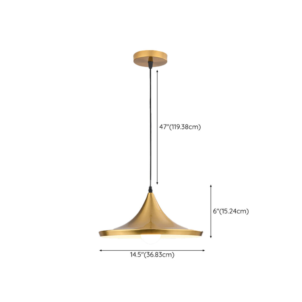 Industrial Dome Golden Pendant Light Flexible Length Image - 19